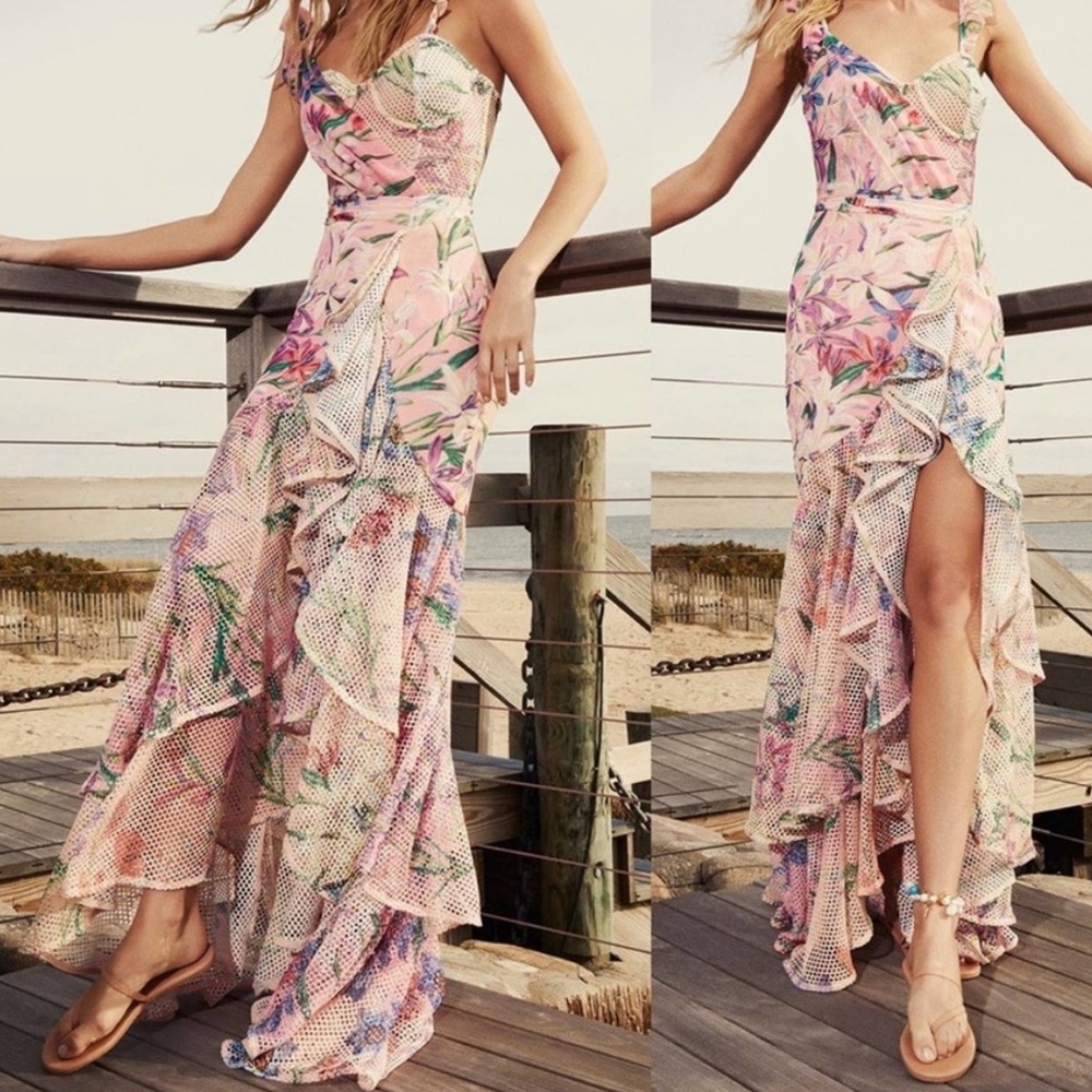 PatBO Iris Lace Bustier Maxi Dress Size 4 Worn Once